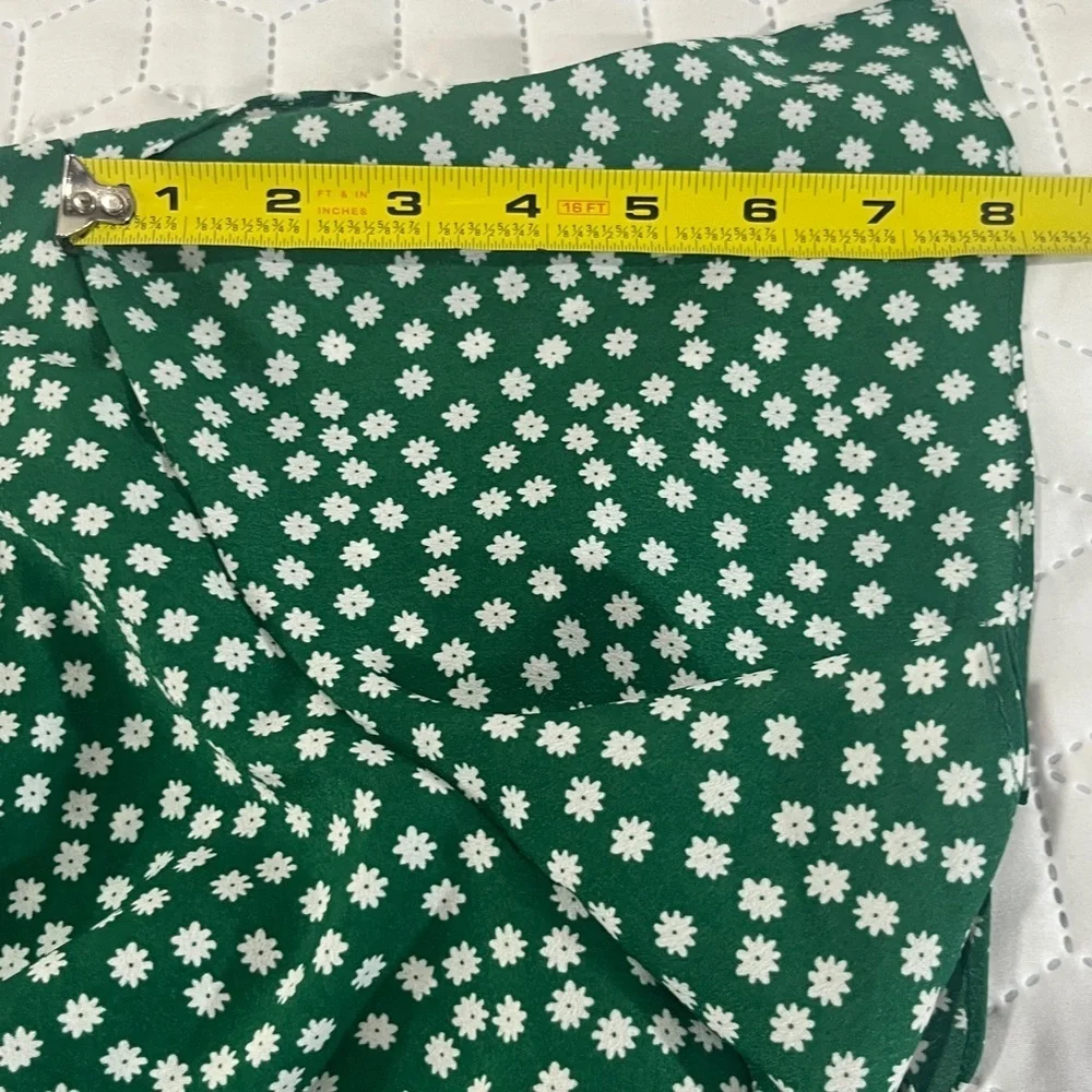 Fleur Wood Green Floral Ruffled Hi Low Wrap Midi Maxi Dress Size Small